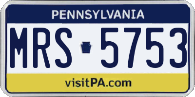 PA license plate MRS5753