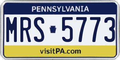 PA license plate MRS5773