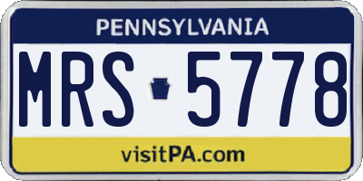 PA license plate MRS5778