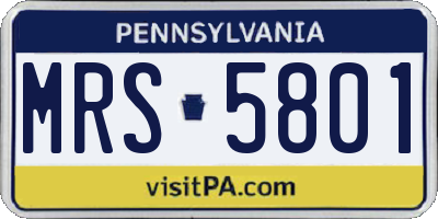 PA license plate MRS5801