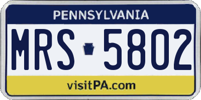 PA license plate MRS5802