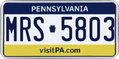PA license plate MRS5803