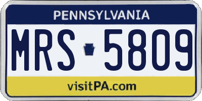 PA license plate MRS5809