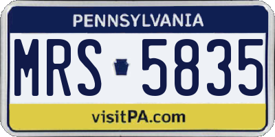 PA license plate MRS5835