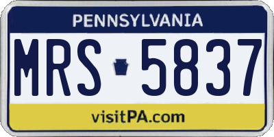 PA license plate MRS5837