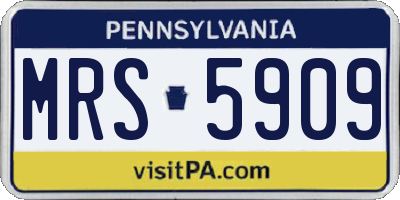 PA license plate MRS5909