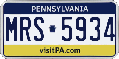 PA license plate MRS5934