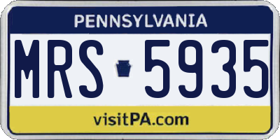 PA license plate MRS5935