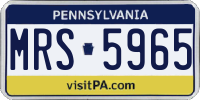 PA license plate MRS5965