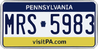 PA license plate MRS5983