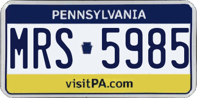 PA license plate MRS5985