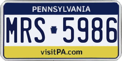 PA license plate MRS5986