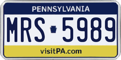 PA license plate MRS5989