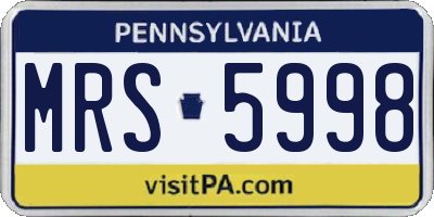 PA license plate MRS5998