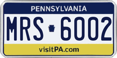 PA license plate MRS6002