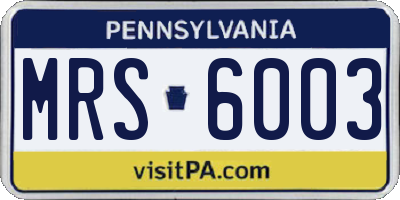 PA license plate MRS6003