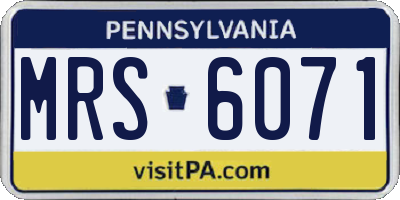 PA license plate MRS6071