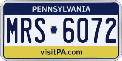 PA license plate MRS6072