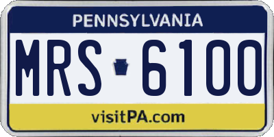 PA license plate MRS6100