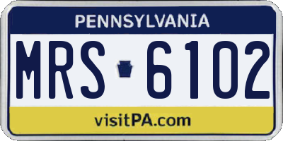PA license plate MRS6102