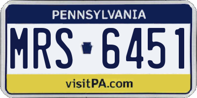 PA license plate MRS6451