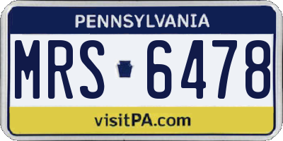 PA license plate MRS6478