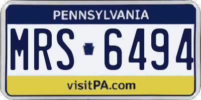 PA license plate MRS6494
