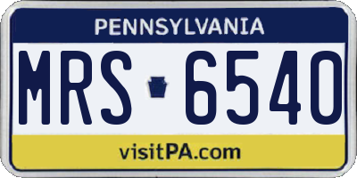 PA license plate MRS6540