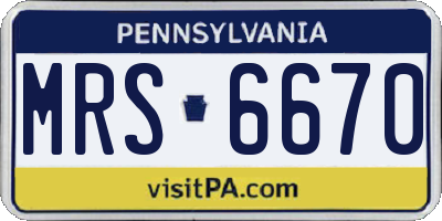 PA license plate MRS6670