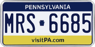 PA license plate MRS6685