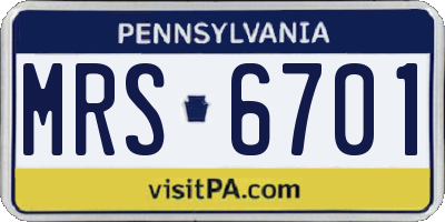 PA license plate MRS6701