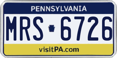 PA license plate MRS6726