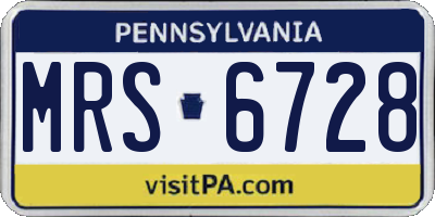 PA license plate MRS6728