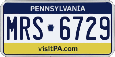 PA license plate MRS6729