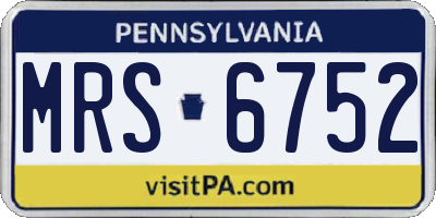PA license plate MRS6752