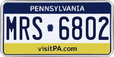 PA license plate MRS6802