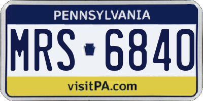 PA license plate MRS6840