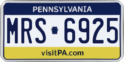 PA license plate MRS6925