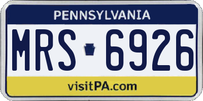 PA license plate MRS6926