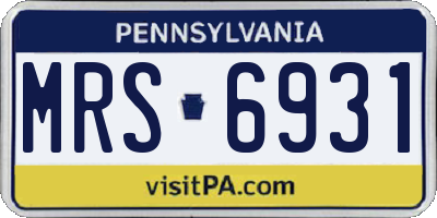 PA license plate MRS6931