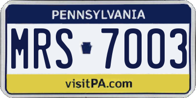 PA license plate MRS7003