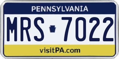 PA license plate MRS7022