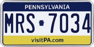 PA license plate MRS7034
