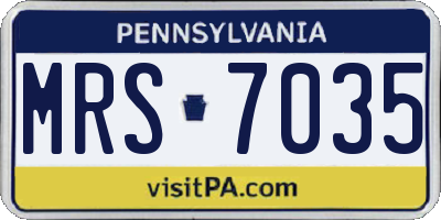 PA license plate MRS7035