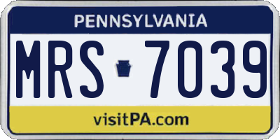 PA license plate MRS7039