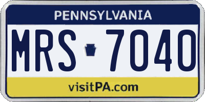 PA license plate MRS7040