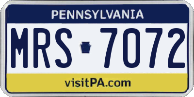 PA license plate MRS7072