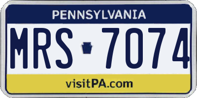 PA license plate MRS7074