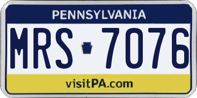 PA license plate MRS7076