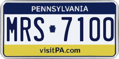 PA license plate MRS7100